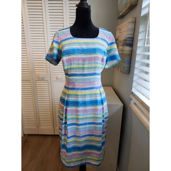 Vintage Silk Dress size 4 Pastels Maggy London - Picture 1 of 8